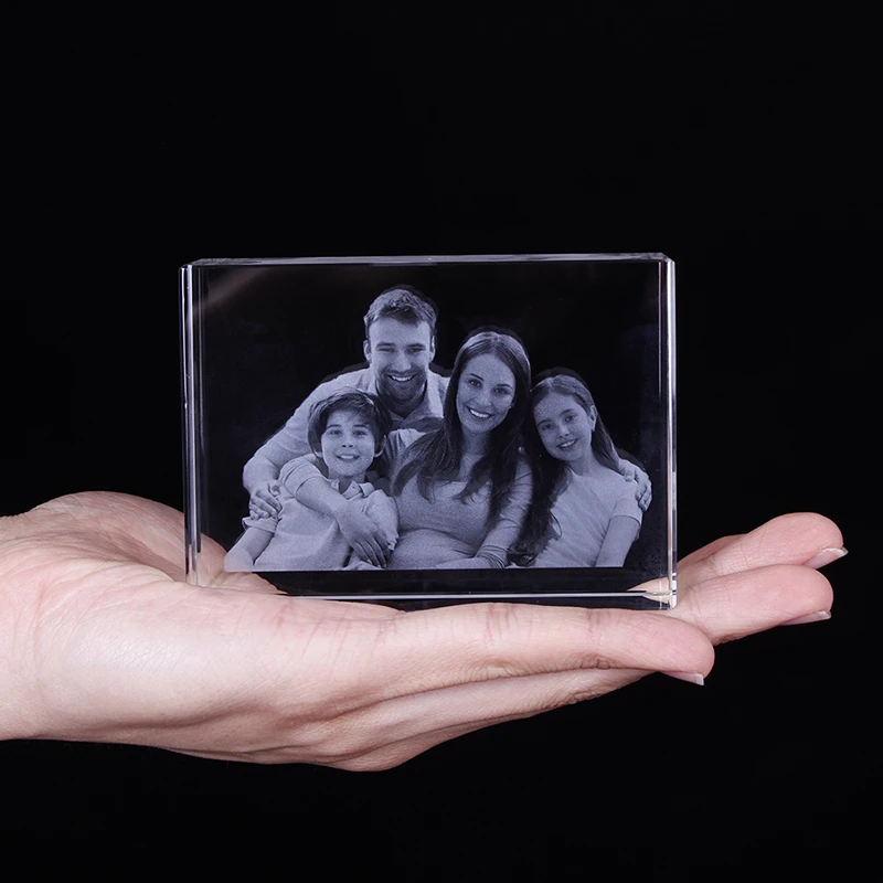 Imagem -03 - Moldura de Foto de Cristal Personalizada 3d Gravado a Laser Personazlied Foto Presentes Decoração de Casa Natal Família Presentes Lembrança 3x7x10cm