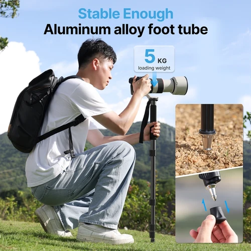 Imagen 2 del producto Ulanzi TB12 trípode de Metal monopié para cámara DSLR Smartphone monopié estable y portátil palo de Selfie palo de senderismo
