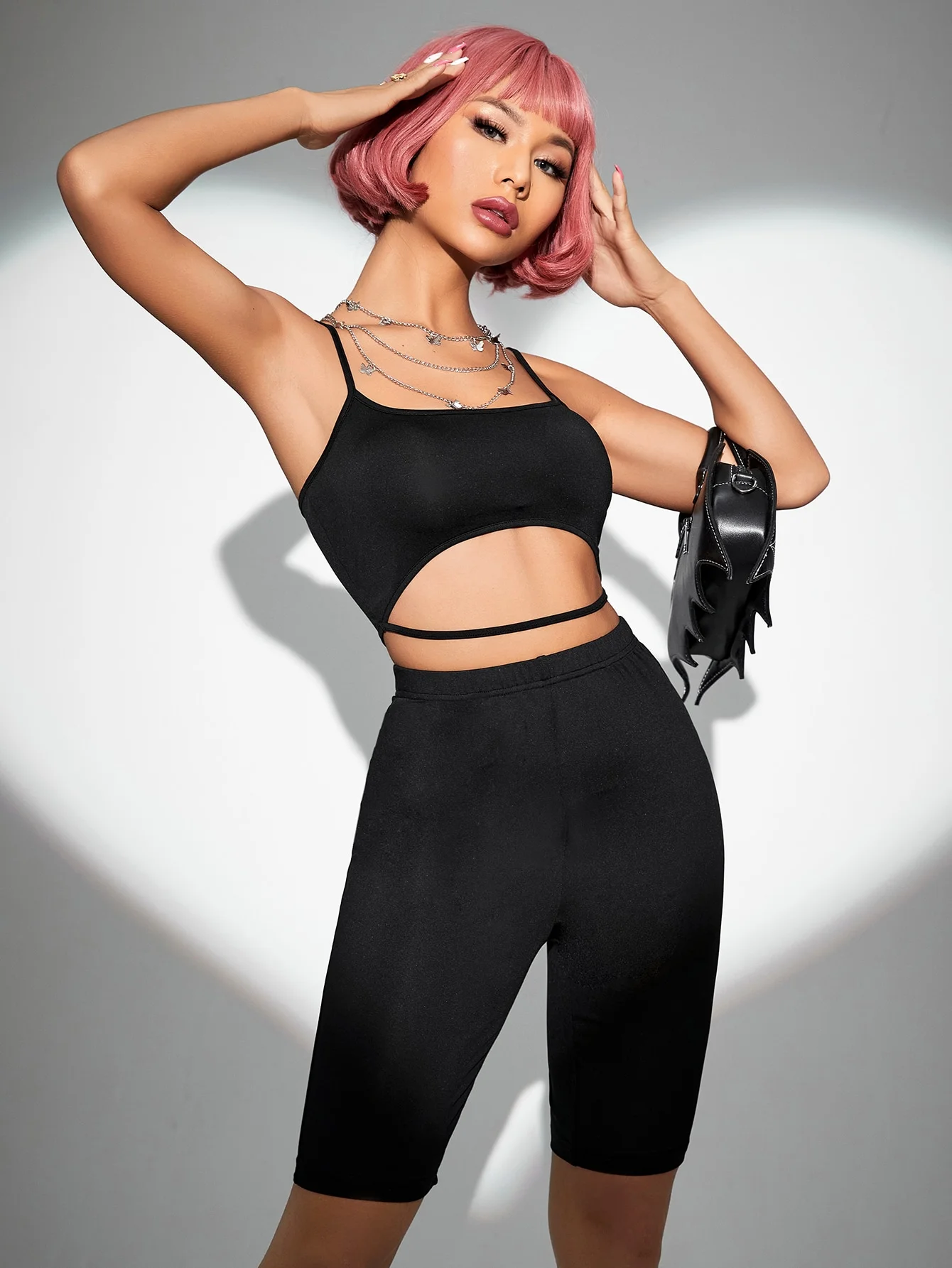 Women's summer new two - piece set halter pants set hollowed out backless casual yoga set home sports T-shirt shorts set