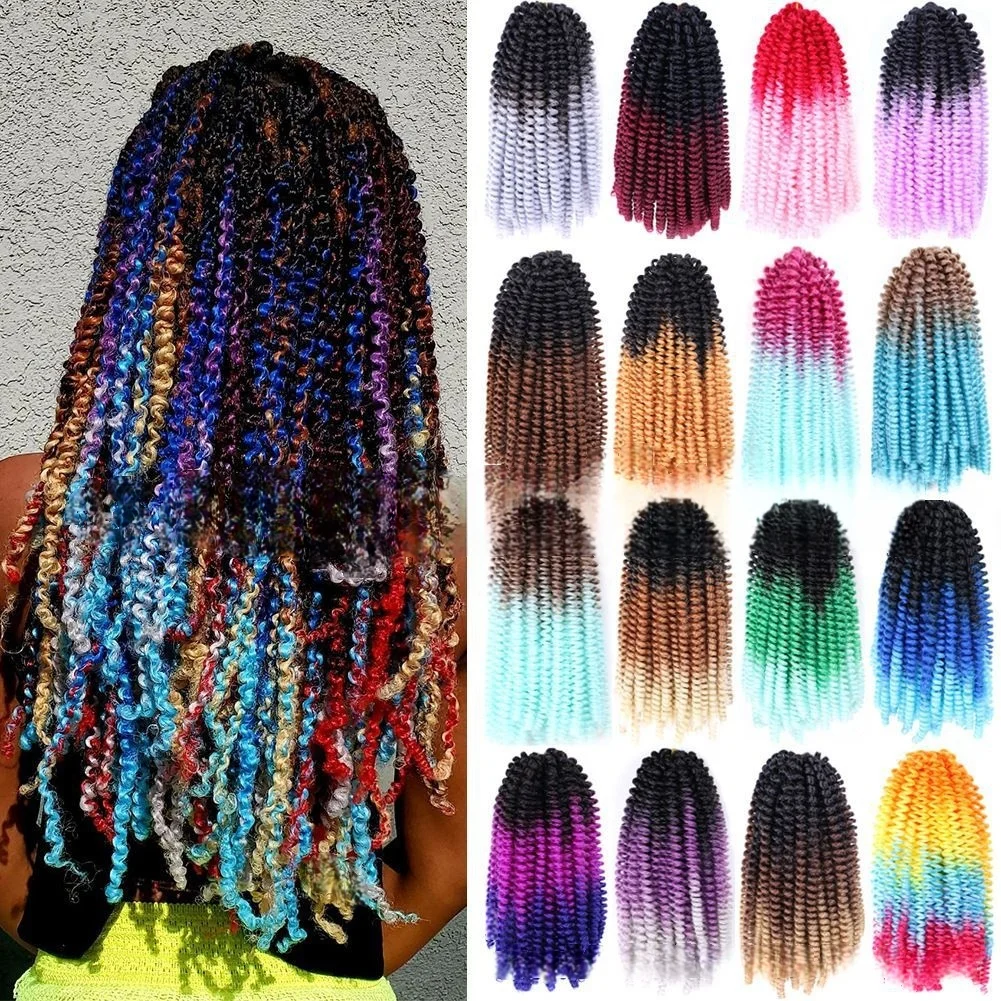 Spring Twist Synthetic Crochet Braiding Hair 8 Inch Afro Synthetic Crochet Hair Ombre Braiding Hair Heat Resistant Fiber Hair