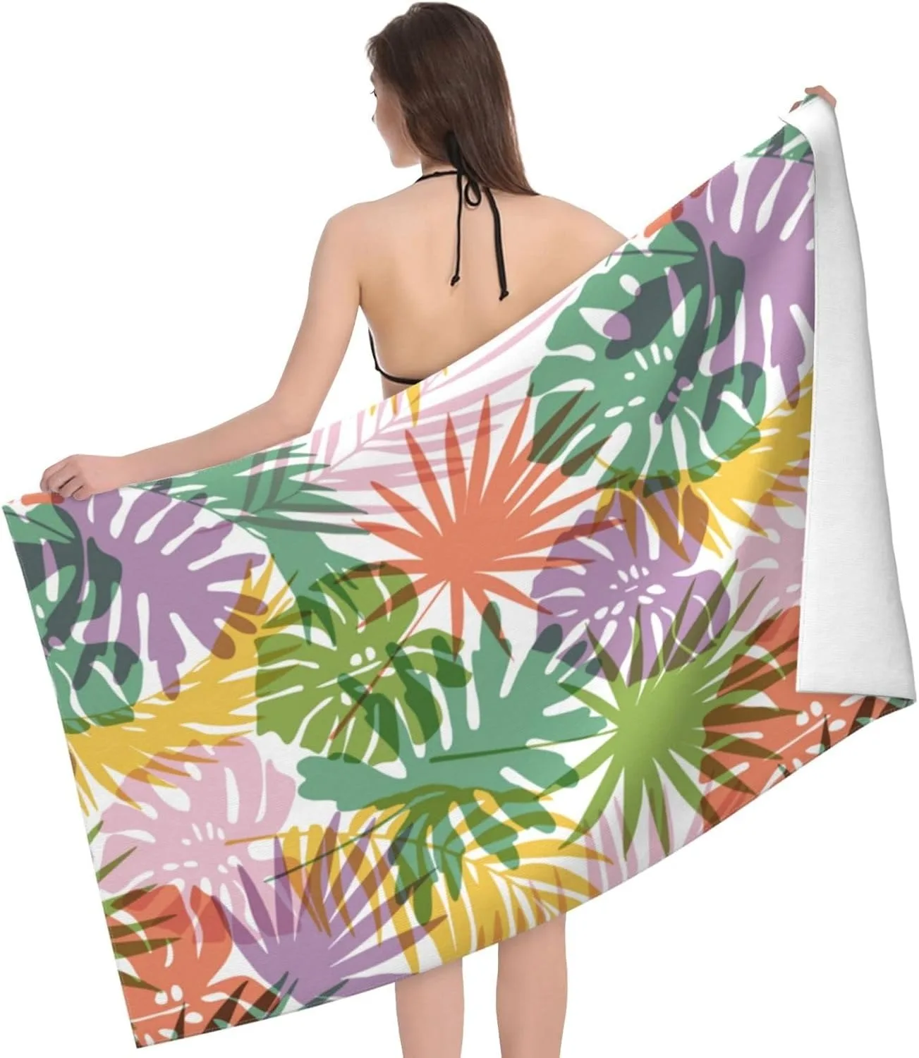 Leaves pattern design Beach Towel for family friends Gift Towel Quick-Dry Towel For Bath Yoga Tourism Beach GYM Camping Swimming