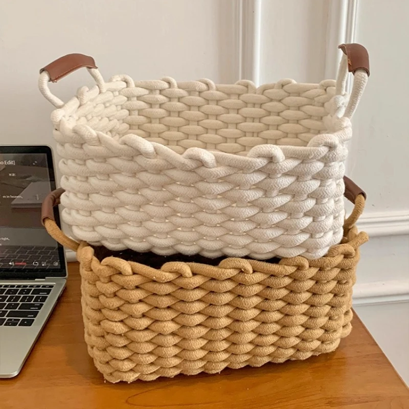 Household portable wind cotton rope woven storage basket