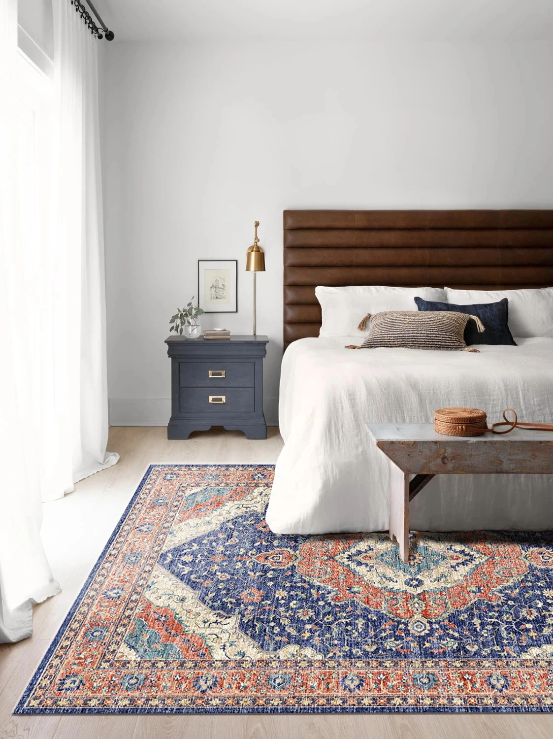American Luxury Living Room Carpet Retro Persian Carpet Bedside Coffee Table Mat Bedroom Area Rug for Bay Window Cloakroom