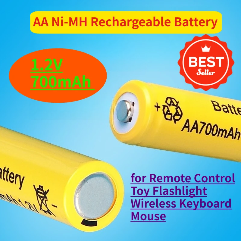 

700mAh 1.2V AA Ni-MH Rechargeable Battery for Remote Control Toy Flashlight Wireless Keyboard Mouse