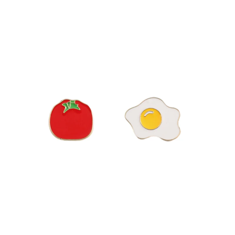 Tomato Enamel Label Pins Over-Easy Eggs Brooch Woman Handbag Badges