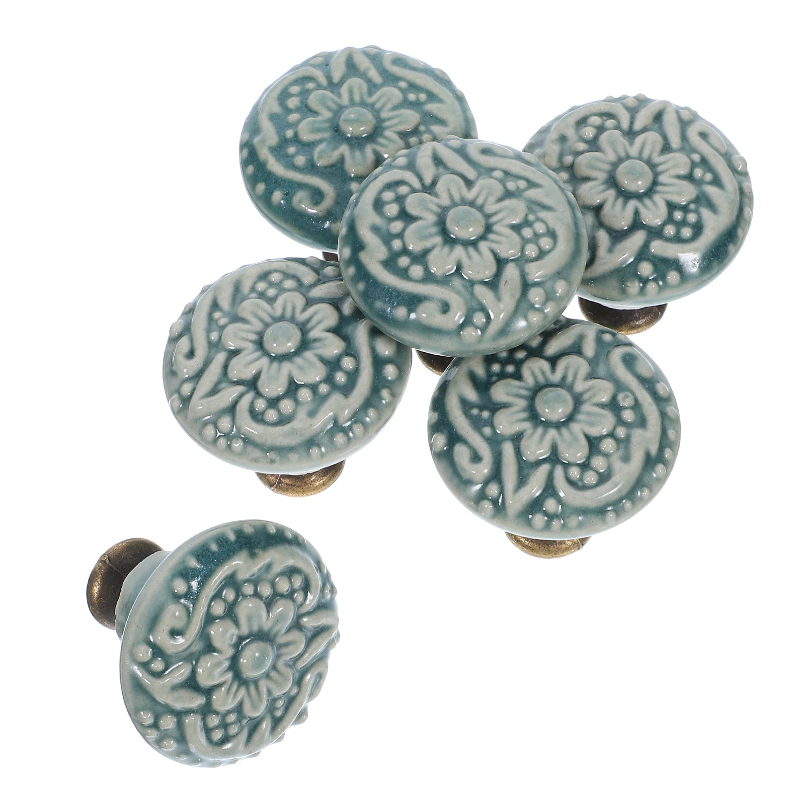 

6Pcs Modern Chinese Style Ceramic Cabinet Knobs Single Hole Drawer Pulls Vintage Dresser Handles For Kitchen Furniture Parts