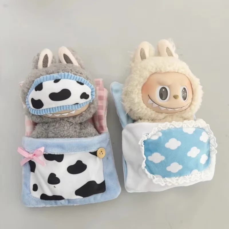 Zestaw pościeli do śpiwora dla lalki Labubu 17 cm, urocze akcesoria do zabawek do odgrywania ról, dekoracje do pokoju dziecięcego, śliczne ubranka dla lalek