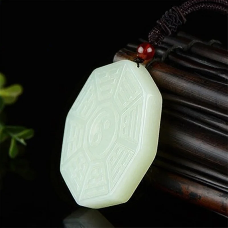 Hetian Zodiac Eight-Diagram-Shaped Appetizer Double-Sided Men's and Women's Jade Pendant