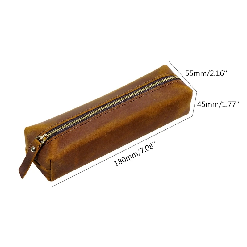 빈티지 가죽 펜 케이스 홀더, 마커 연필 파우치, 메이크업 정리 지퍼 문구 가방, 친구, 대학생, 성인