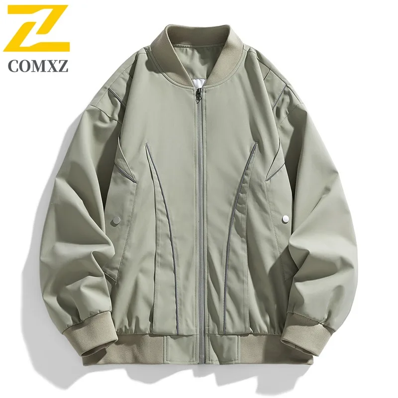 

COMXZ 2025 Мужская бейсбольная куртка, осенняя свободная посадка, повседневная легкая рабочая одежда для приключений и охоты, модная ветровка Gorpcore
