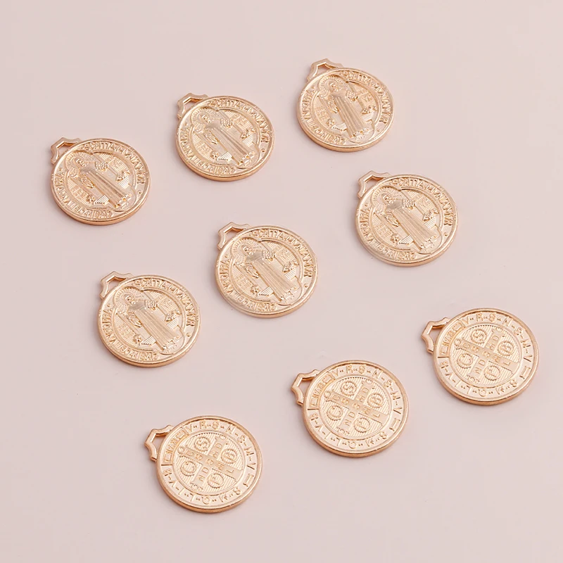Leslie 10 Stück 22*25mm Charms aus Legierung, Jesus-Kreuz-Münzen-Anhänger für Ohrhänger, Halsketten, Armbänder, DIY-Schmuckherstellungszubehör – Detail 5
