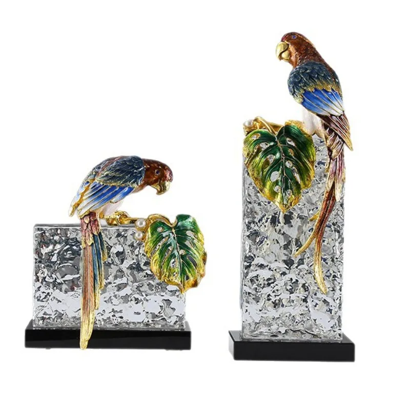 Enamel creative parrot ornament home high transparent glass handicraft ornament Nordic living room desktop