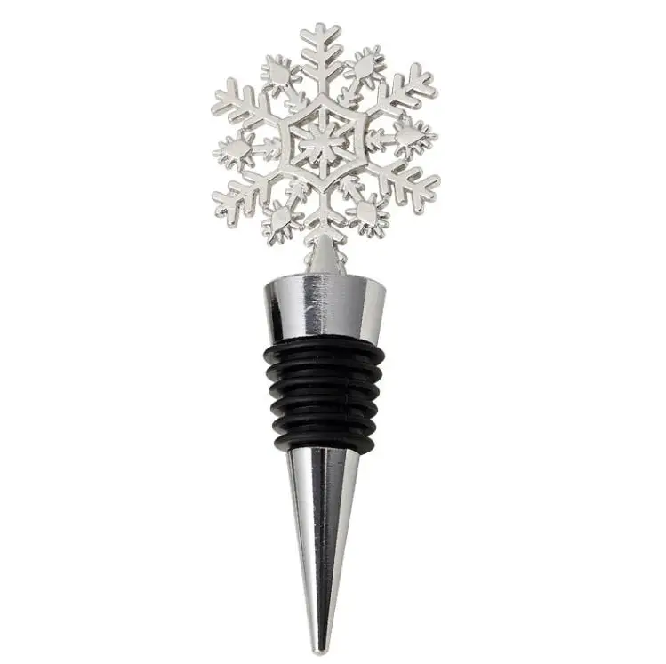 Winter Wedding Favors Silver Finished Snowflake Wine Stopper with Simple Package Christmas Party Decoratives Bar Tools SN4248