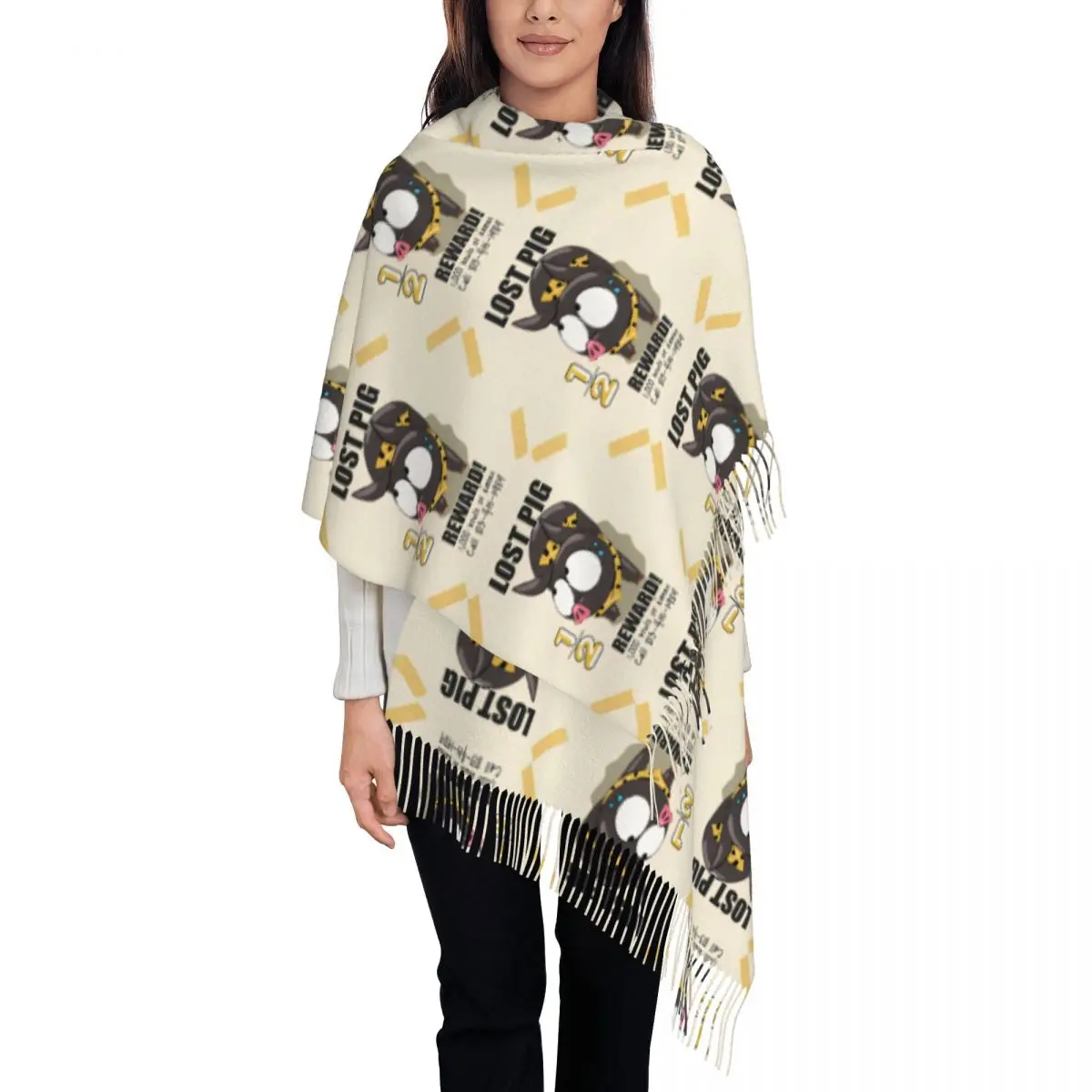 

P-chan Ryoga Lost Pig- Ranma 1/2 шаль для женщин зимний теплый большой мягкий шарф пашмины шарфы с кисточками