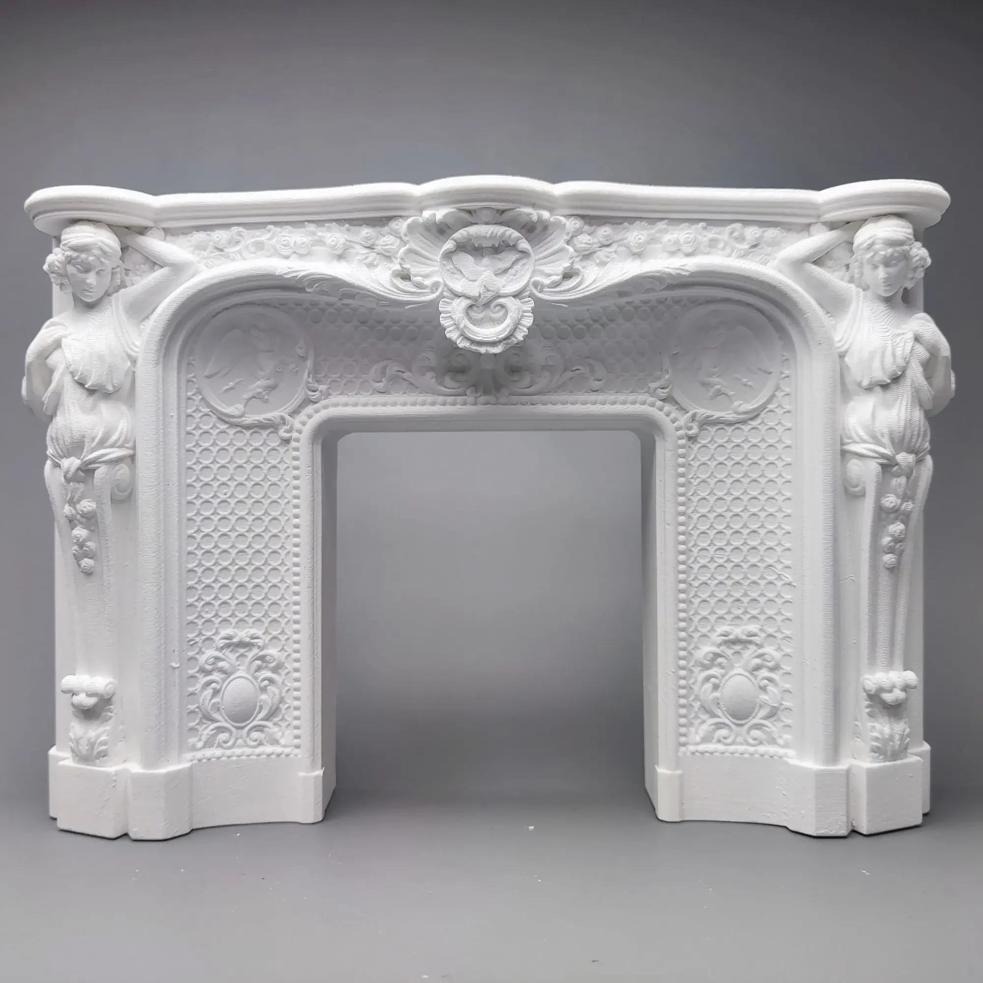 European Baroque Fireplace Plaster Statue Sketches, Scene Settings, Artistic Architecture, Sculptures, and Ornaments.