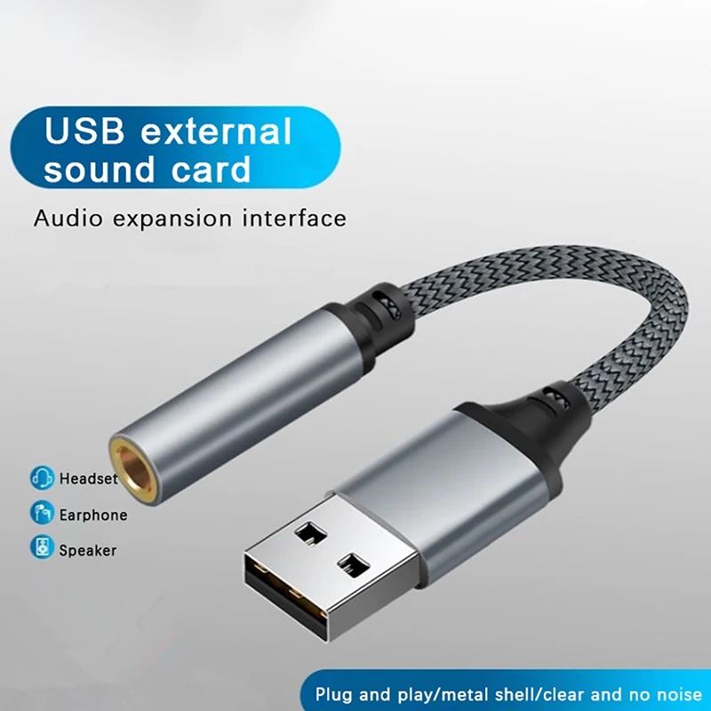 USB External Sound Card 3.5mm Jack Female Audio Adapter Headphone Micphone Sound Adapter For PC Laptop USB To 3.5mm Audio Cable