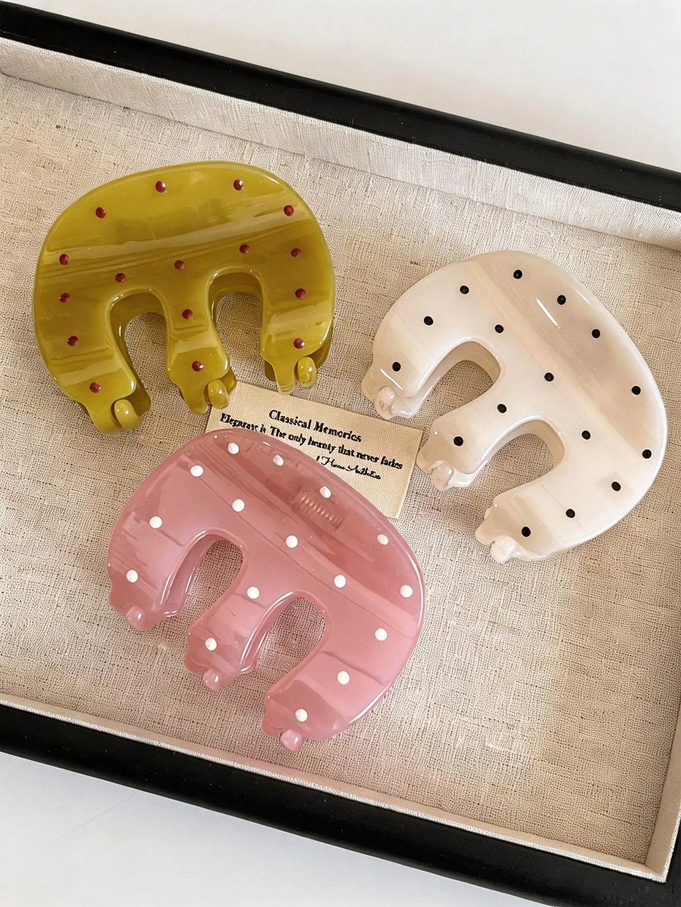 3pcs/1pc Women's 8cm/3.15in Yellow Pink White Mustard Yellow Polka Dot Exquisite Hair Clips Lightweight Plastic Hair Clips Fashion Versatile High-End Elegant Elegant Minimalist Style Solid Color Hair Claws Bathroom sc260517162137916683688