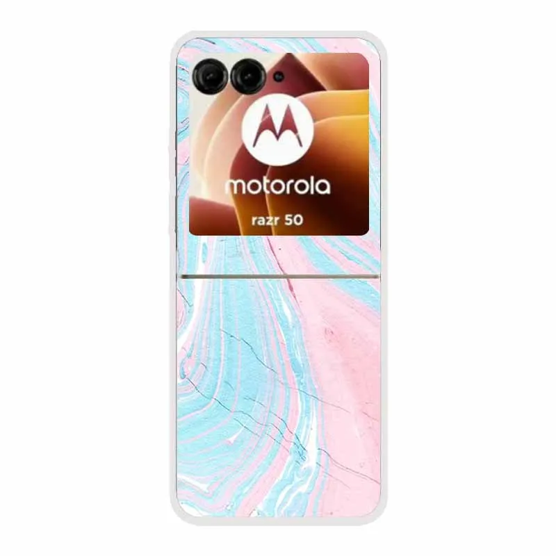 For Motorola Razr 50 Ultra Case Marble Hard Plastic PC Back Cover Phone Cases For Motorola Moto Razr50 5G 2024 Transparent Funda
