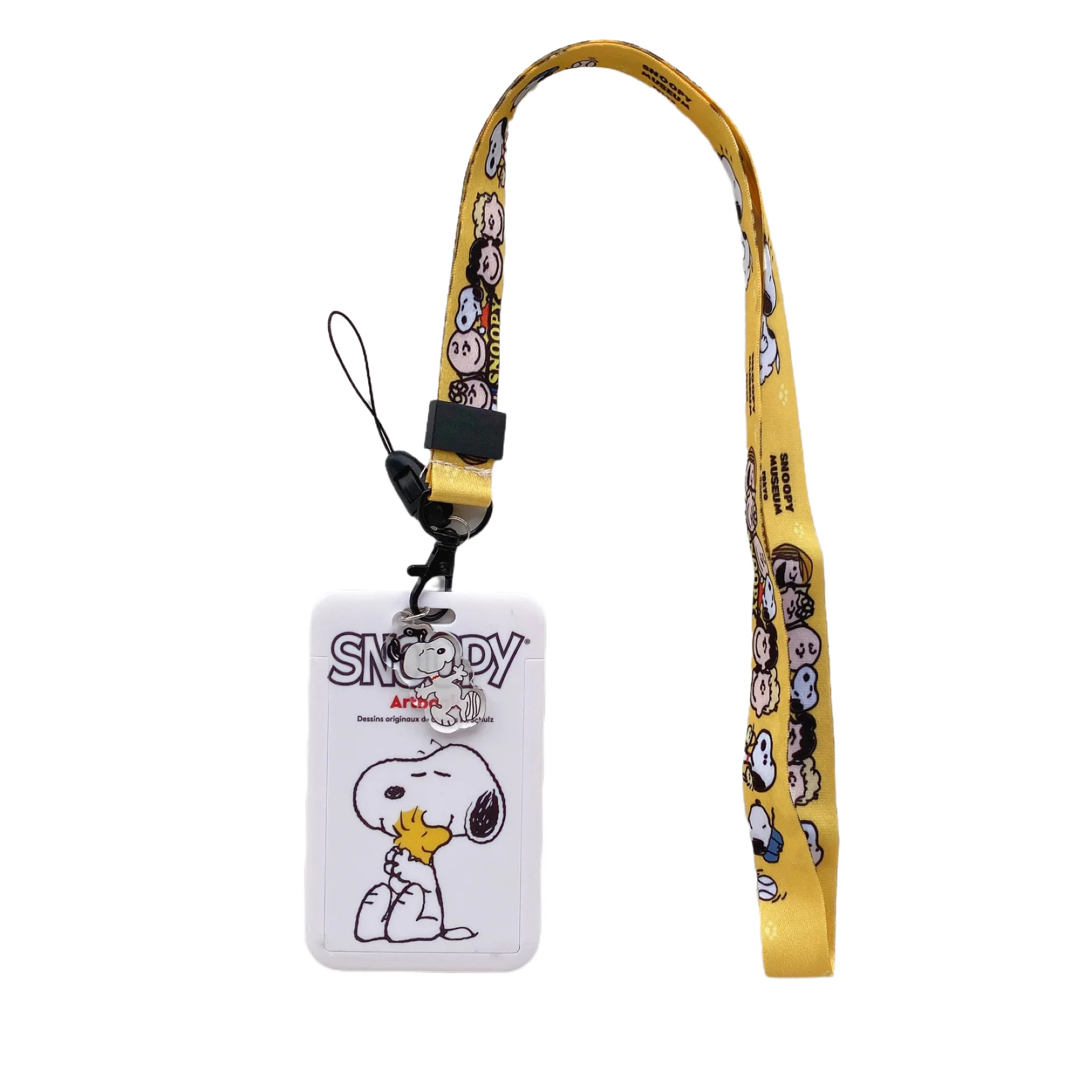 Cartoon Snoopy Card Holder Anime Bus Card Cover Long Rope Neck Strap Lanyard Card Case Kids Gifts