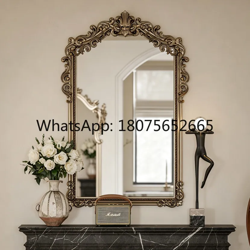 Retro style wall-mounted decorative mirror entry living room entrance dining room fireplace large mirror sink makeup