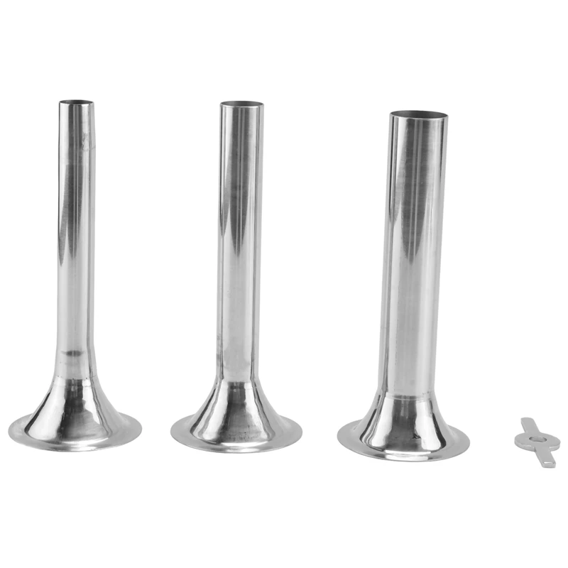 Aço inoxidável salsicha Stuffer, tubos de enchimento, funis, bicos, peças de reposição para salsicha Maker, 1,2 cm, 1,9 cm, 3,2 centímetros, 4pcs