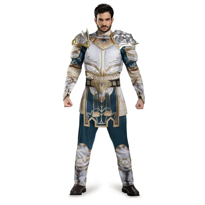 WOW Movie Character Cosplay Men Warcraft King Llane Muscle Costume Medieval King Costume Shield MS40413