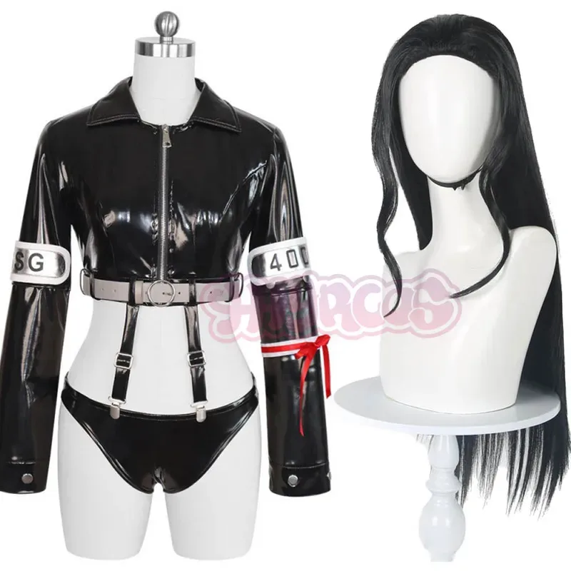 

Anime Nico Robin Miss Allsunday Cosplay Costume Egghead Island Fantasy Wig Black PU Coat Shorts Woman Sexy Carnival Party Suit