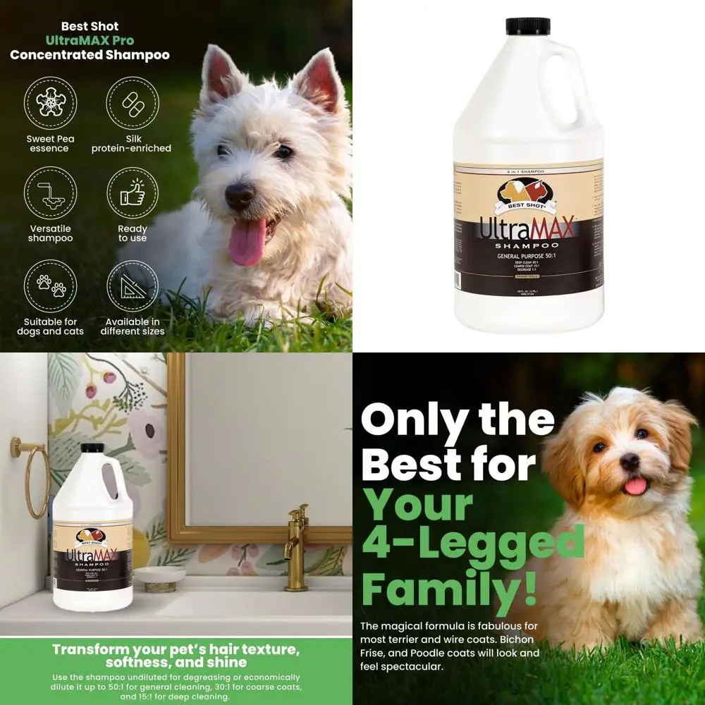 

4-in-1 Multi-Purpose Pet Shampoo, Sweet Pea Scent, 1.1 Gallon, Ideal for Grooming Supplies