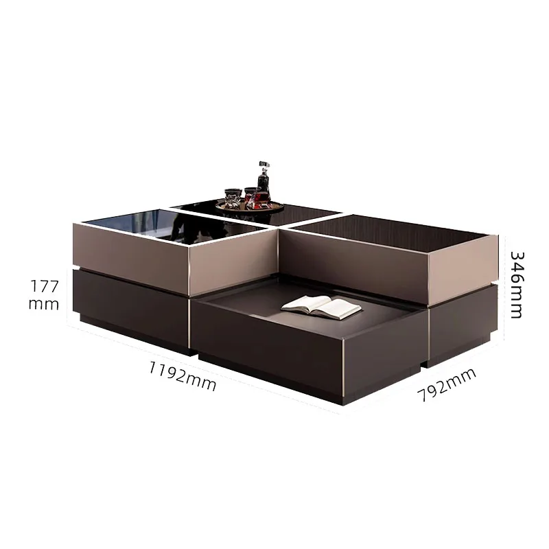 Glam Unique Coffee Table Hidden Storage Trendy Neutral Modern Coffee Table Living Room Luxury Meubles De Maison Salon Furniture
