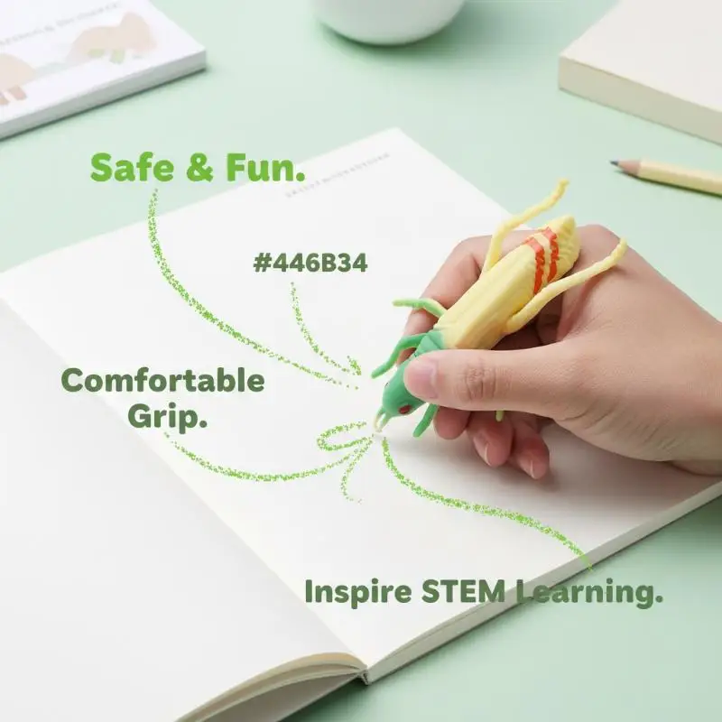 

2Pcs Student Children Grasshopper Silicone Shell Writing Signature Pen Random Creative Simulation Locust Ballpoint Pens