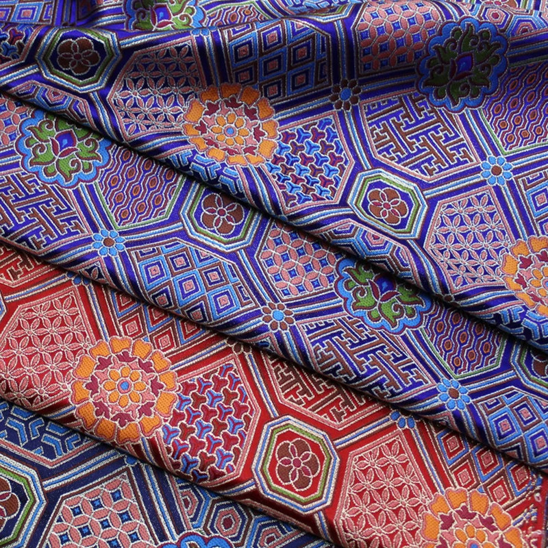 1M Chinese Style Jacquard Fabric Ancient Tibetan Robe Decor Fabric For Diy Sewing Cushion Pillow Stage Costume Mongolian Robe