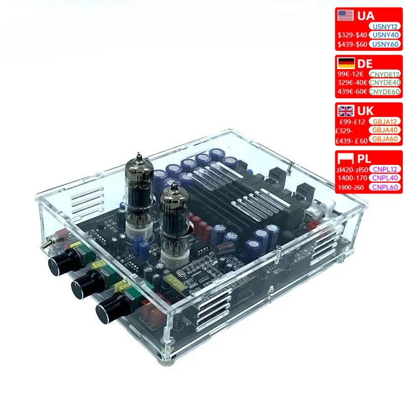 HIFI TPA3255 Bluetooth 5.0 3.5mm Input Amplifier Class D 300W+300W  Stereo Audio  DC19-48V