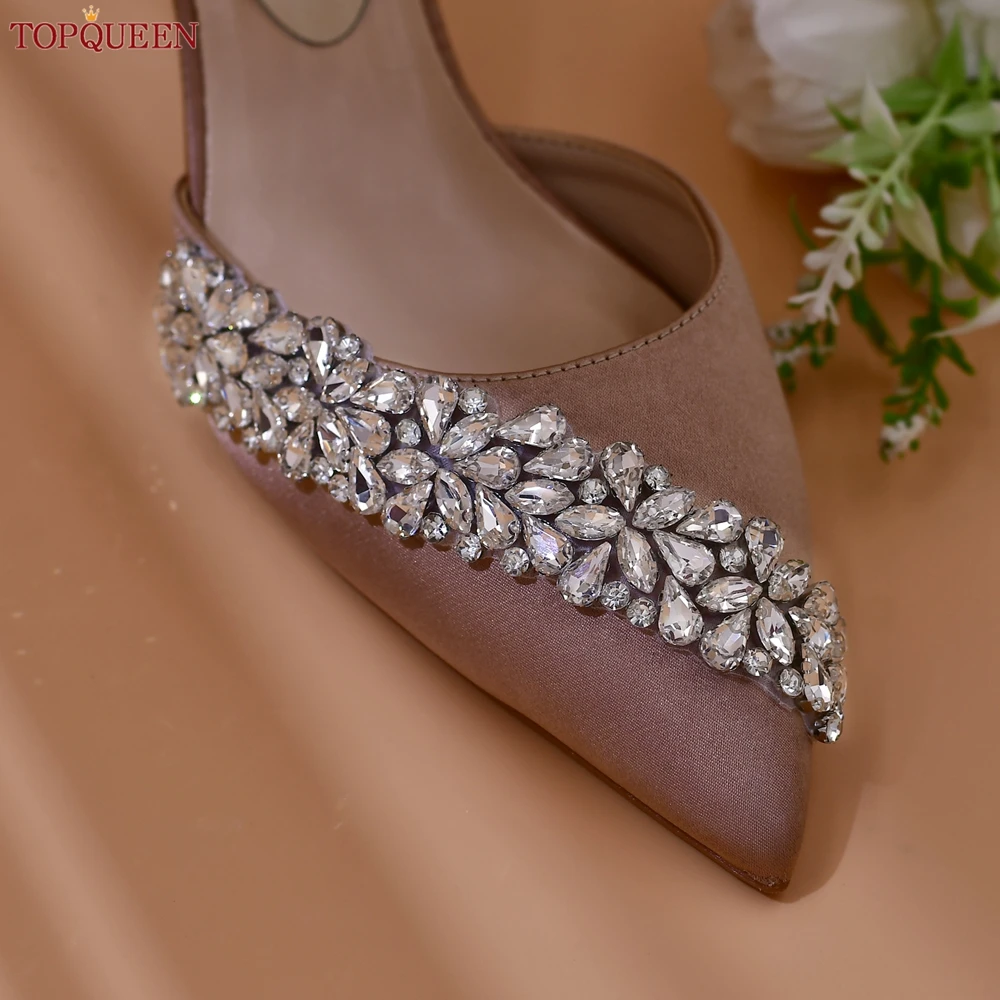 

TOPQUEEN Crystal Rhinestone Applique DIY Wedding Evening Gown Straps Accessories Iron-On Bridal Patch Heels Stickers SP20