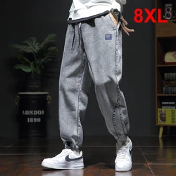 Denim Pants Men Plus Size 8XL Jogger Pants Fashion Casual Jeans Male Solid Color Trousers Big Size 8XL