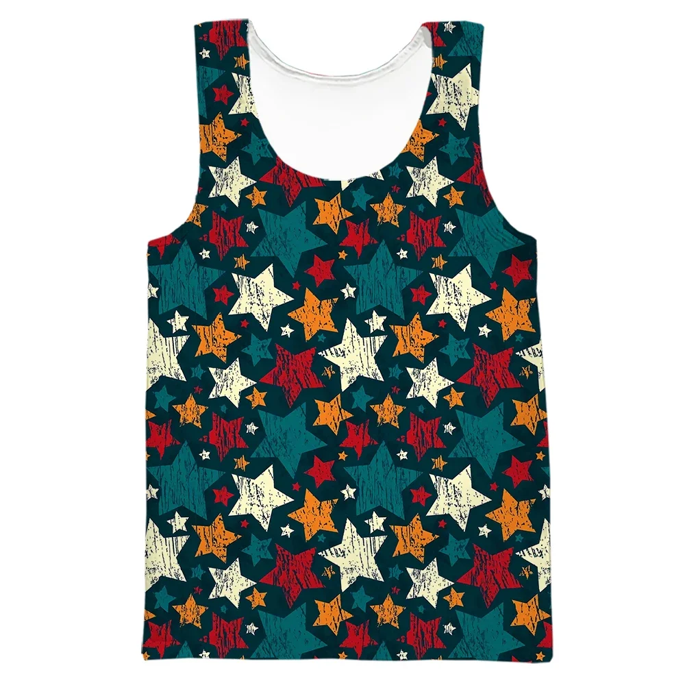 HX Fashion Vest American Independence Day Stars Printed Tank Tops 3D Graphic Vests Polyester Sportswear Gym Clothing for Men