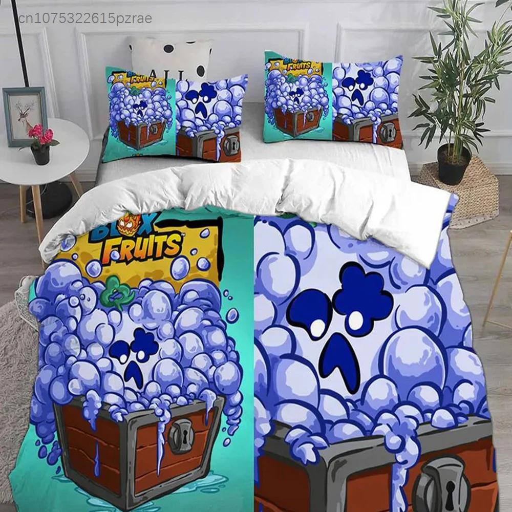 Blox Fruits Bedding Sets Bed Cover Comforter Duvet Cover Pillow Case 2-3 Pieces Sets Single Double Large Size Bedroom Decor