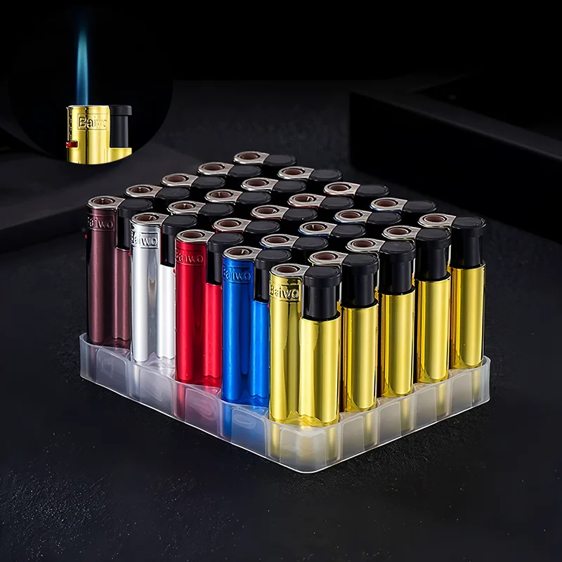 

25PCS Metal Windproof Cigar Cigarette Lighter Jet Torch Gas Flames Lighters Smoking Accessory Butane Gadgets for Men Portable