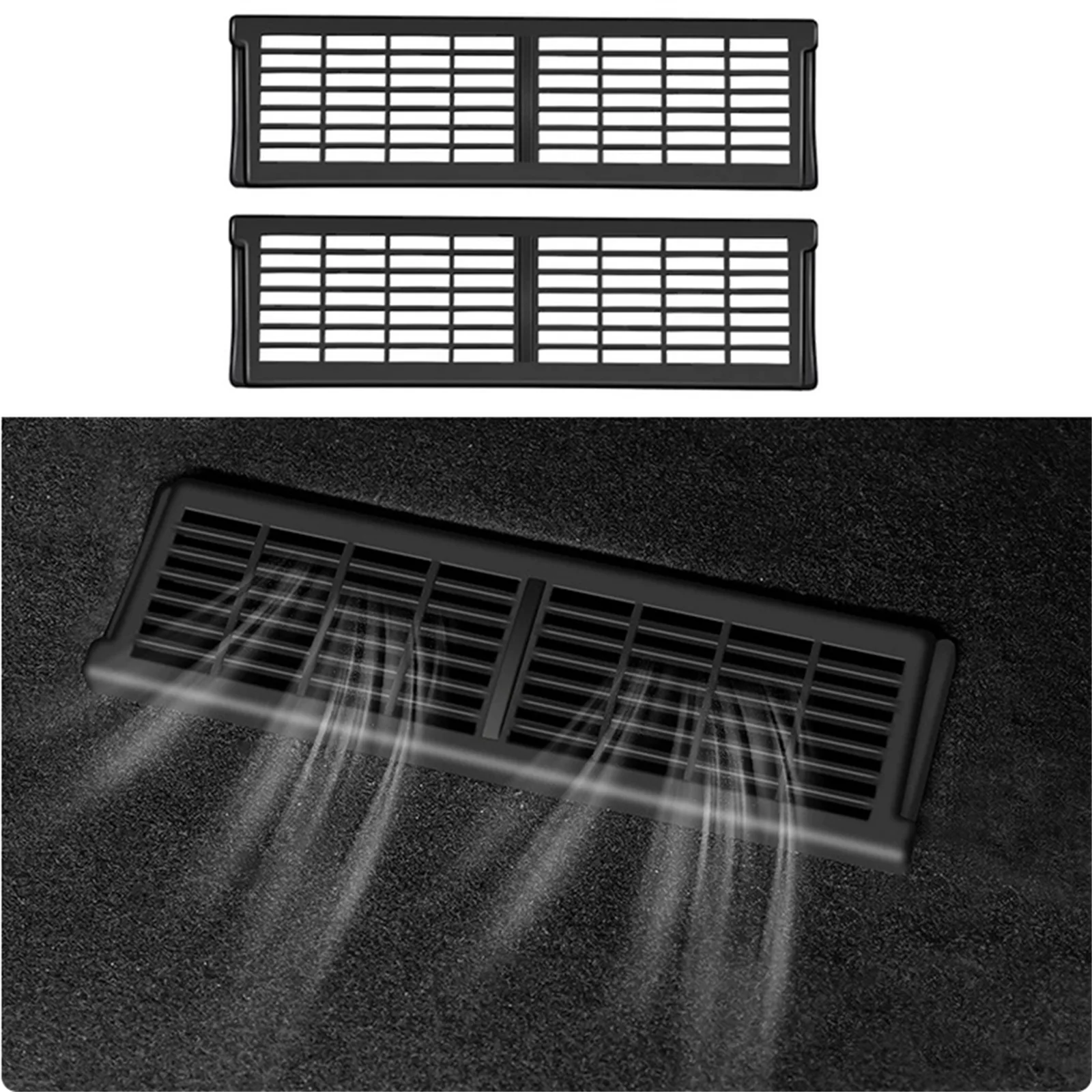 2Pcs For Tesla Model Y Car Backseat Air Vents Cover Under Seat Outlet Protector Air Flow Vent Grille Protection Case Accessories