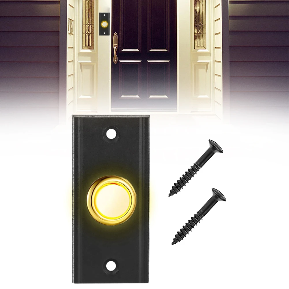 

Door Bell Push Button LED Lighted Door Bell Pre-drilled Screw Openings Suitable For Stucco And Wood Wall Night Visibility