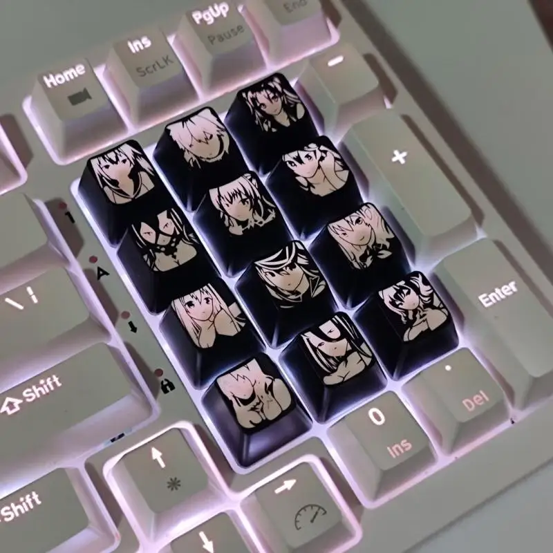 Y1UB Funny Cartoon Themed ABS Plastic Keycaps Pack Of 12 For Computer And Office Use