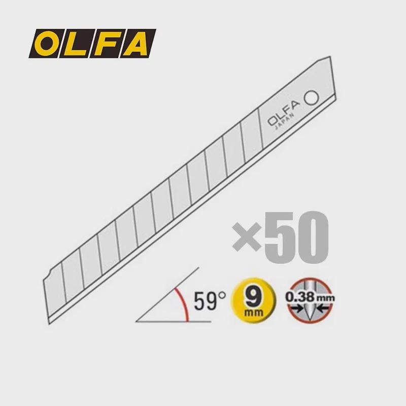 Imagem -04 - Lâminas Japonês Olfa Ab50s Resistente a Vidro mm Pequena Lâmina Utilitária Filme de Carro Lâmina Profissional Usada Para: Corte de Papel Papel de Parede Papel de Parede Faca de Trabalho Aço Inoxidável 50