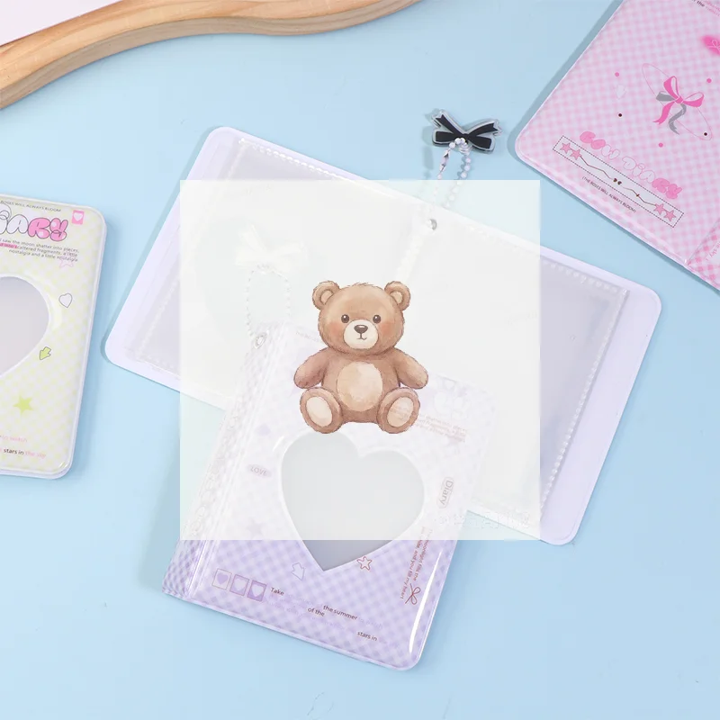 Porta-Cartões de Fotos Kpop de 3 Polegadas em Formato de Coração, Mini Álbum de Folhas Soltas para Coleção de Cartões Icônicos