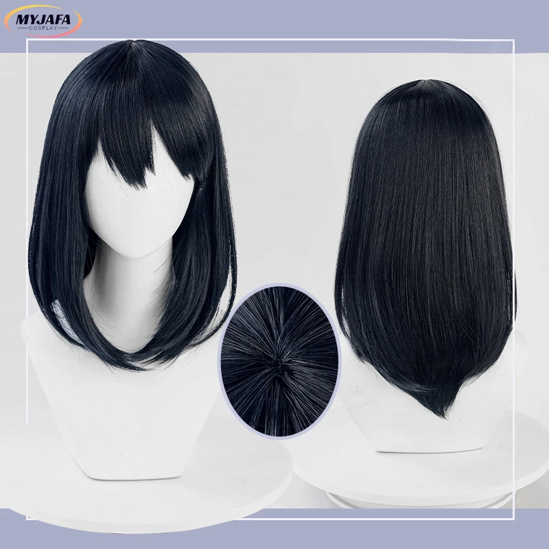 Shimizu-Peruca Cosplay de Anime, Cabelo Longo Azul e Preto, Cabelo Sintético Resistente ao Calor, Perucas de Festa, Boné Peruca Grátis, Unisex