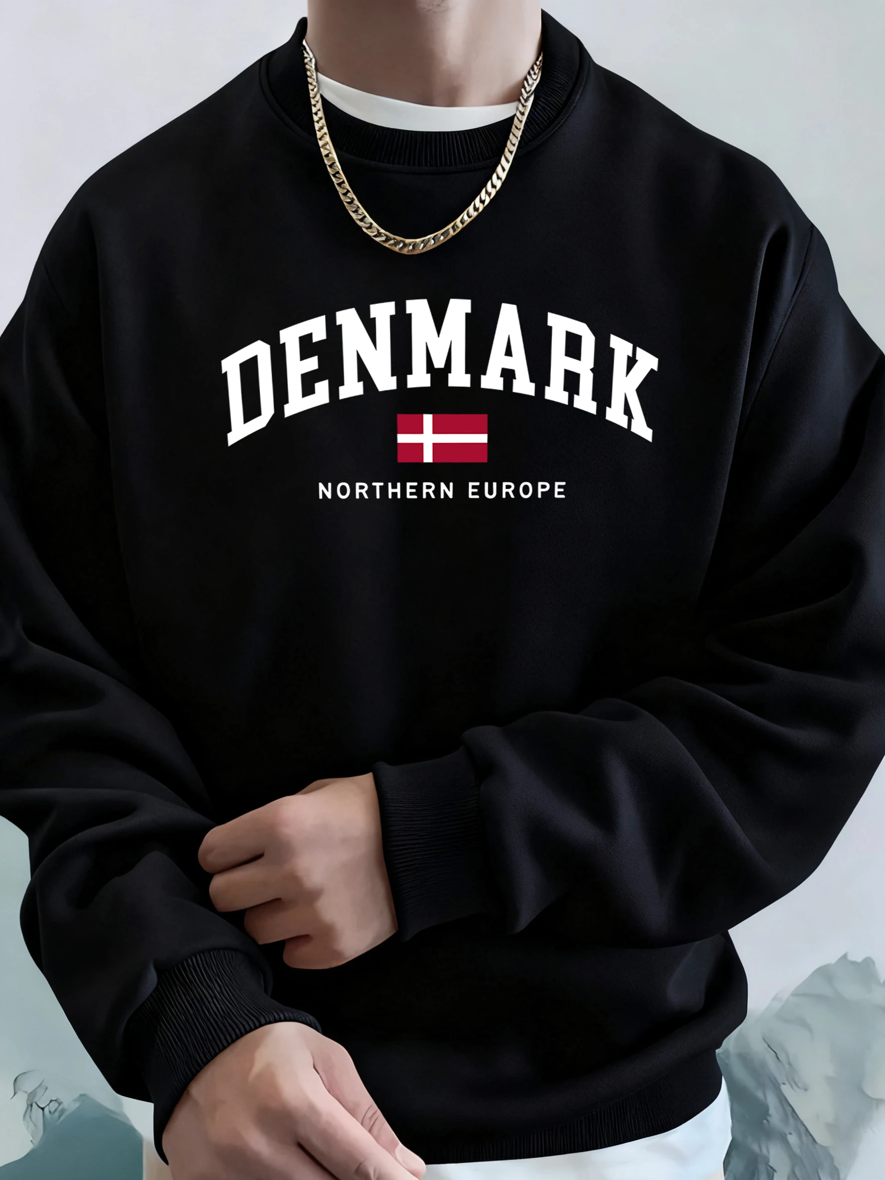 Denmark Northern Europe Flag Print Tops Men Soft Fashion Hoodie Sport Fleece Streetwear Basic Casual Sweatshirt Autumn Pullover