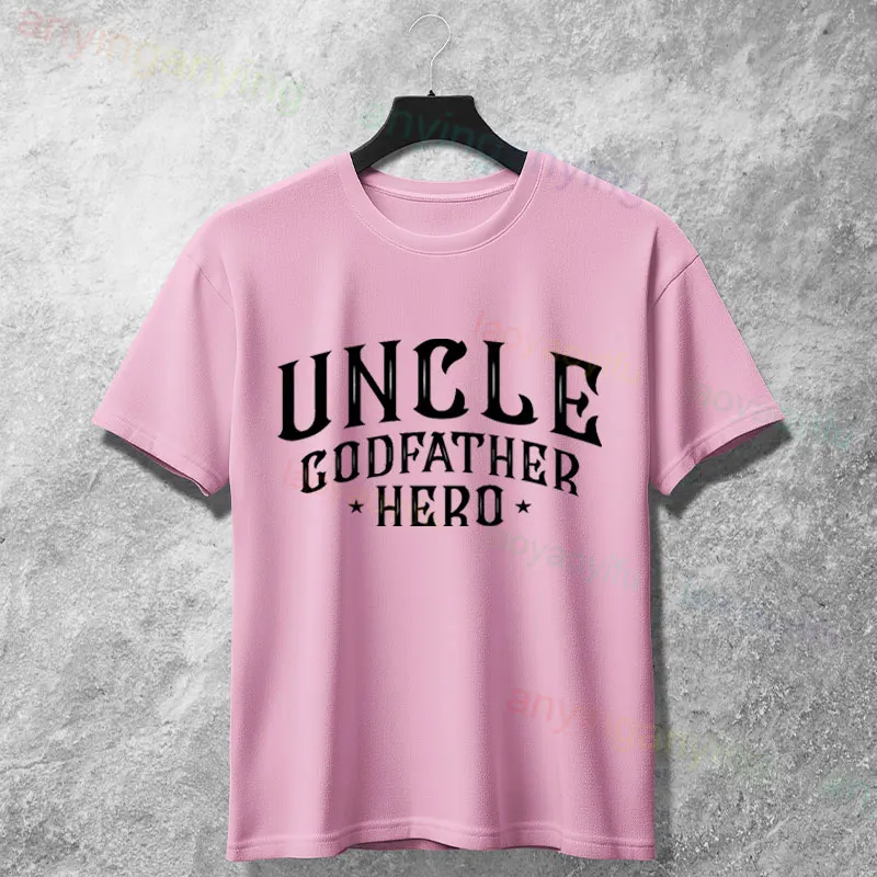 Men's Funny Fashion T-shirt with Uncle Godfather Hero Printed 100% Cotton Short Sleeve Round Neck Casual Tshirt Streetwear