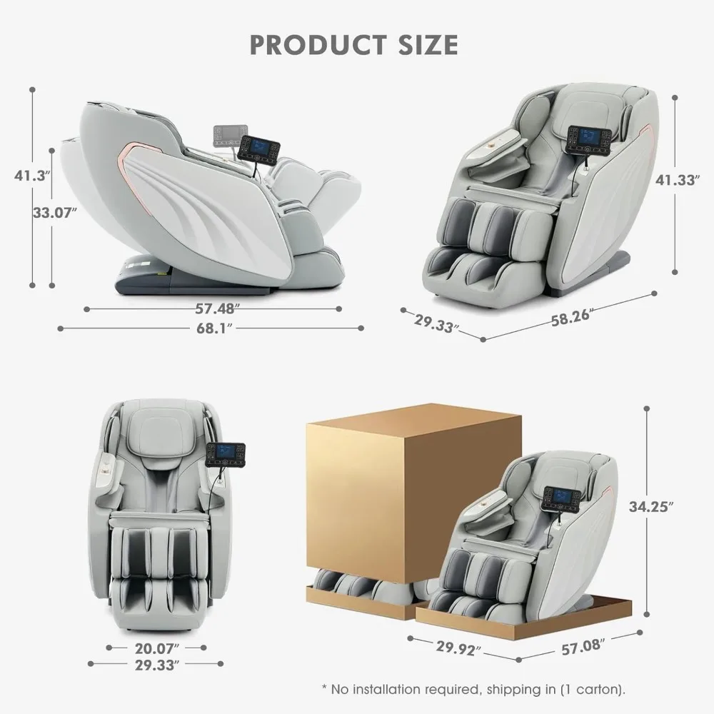 Zero Gravity Massage Chair, SL-Track Technology, Back & Calf Heating, Foot Rollers, Full Body Airbags Compression Massage Chair