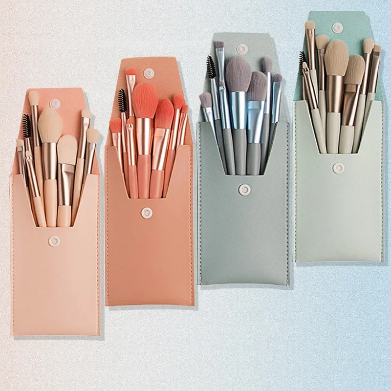 8Pcs Mini Portable Soft Makeup Brushes Set With Bag Eye Shadow Powder Eyelash Lip Concealer Blush Cosmetics Tool Make Up Kit