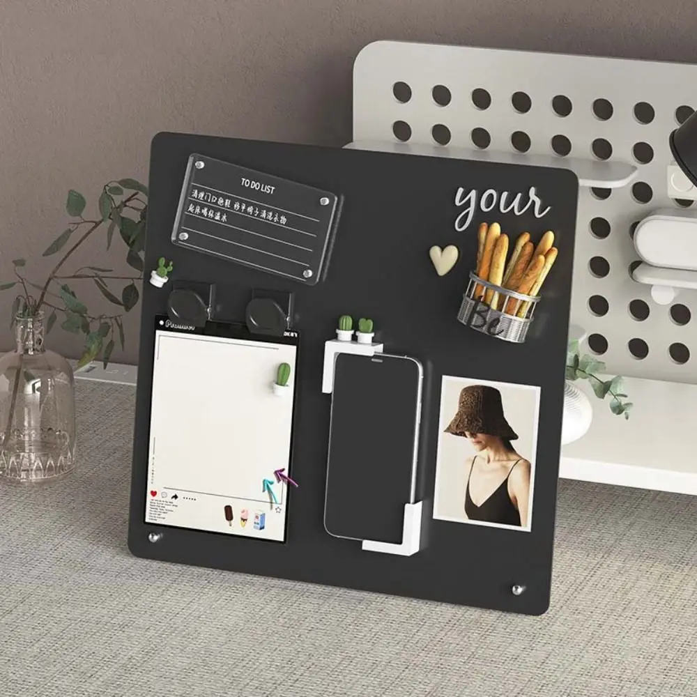 New Metal Magnetic Board Photo Display Ironwork Sign Magnet Bulletin Board Rounded Corners Standing Note Board Desktop Ornament