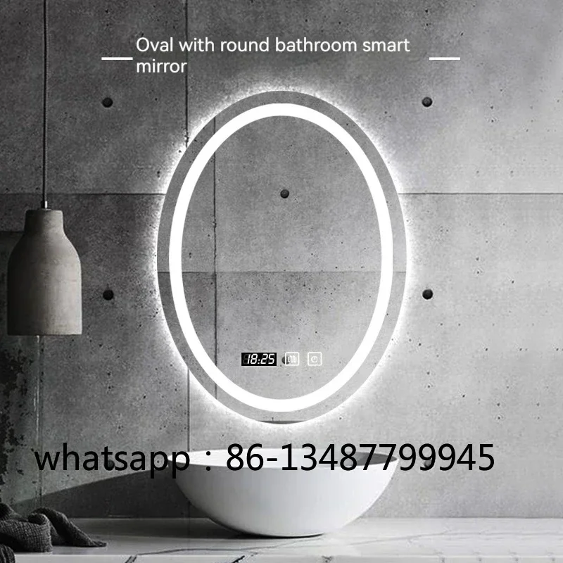 

60x80 CM LED Light Oval Smart Bathroom Vanity Mirror Anti-Fog HD Home Decoration Mirror Hotel Makeup