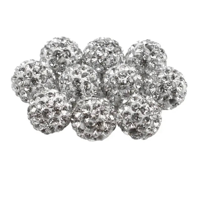 

ABZL 200 шт. 10 мм белые бусины с блестками для браслетов, бусины в форме диско-шаров, блестящие бусины, белые бусины для изготовления украшений